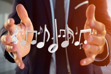fütüristik bir arabirimde 3D render müzik notlar