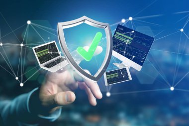 Aygıtlar ve ağ üzerinde bir f görüntülenen çevrili kalkan simgesi