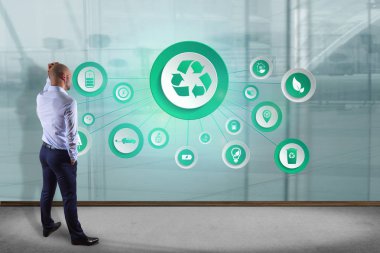 İşadamı ve ekoloji simgeler