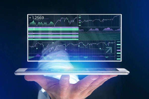 Bir futuristi üzerinde görüntülenen veri bilgileri Ticaret Borsası — Stok fotoğraf