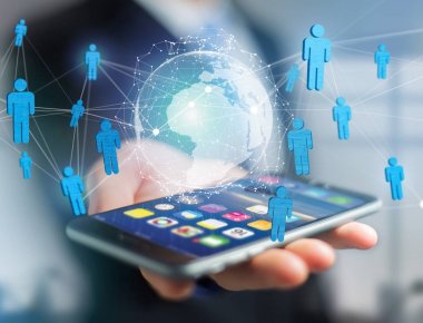 Uluslararası Ağ g futuristik bir arabirim üstünde görüntülenen