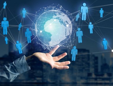 Uluslararası Ağ g futuristik bir arabirim üstünde görüntülenen