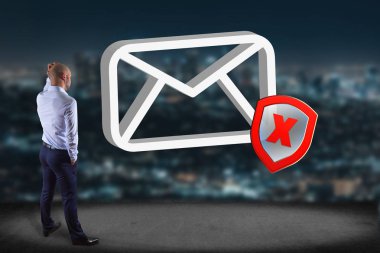 İşadamı ve Spam ileti simgesi 