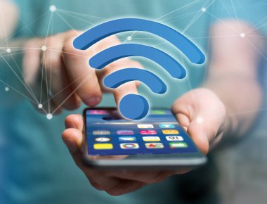 Wifi sembolü futuristik bir arayüze - bağlantı üzerinde görüntülenen ve