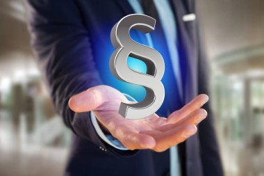 Adalet ve hukuk sembolü futuristik bir arayüze - 3d üzerinde görüntülenen 