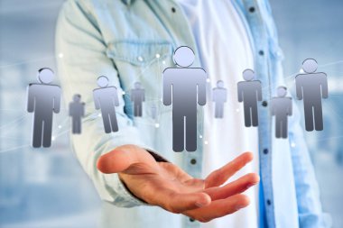 Ağ bağlantısı kişi ile her diğer - 3d işleme bağlı