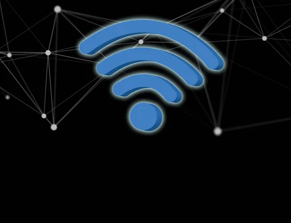 Символ Wi-Fi отображается на футуристическом интерфейсе - Соединение и — стоковое фото