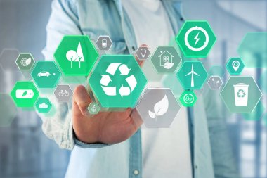 Teknoloji ekolojik arabirim üzerinde bir futuristi simgesiyle