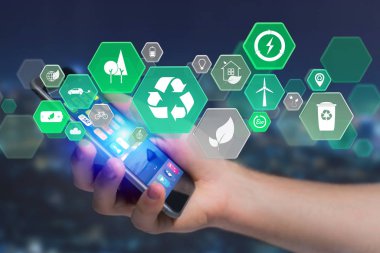 Teknoloji ekolojik arabirim üzerinde bir futuristi simgesiyle