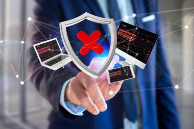 Cihazlar ve görüntülenen ağ çevrili kesmek kalkan simgesi