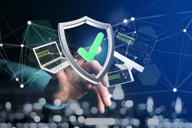 Aygıtlar ve ağ üzerinde bir f görüntülenen çevrili kalkan simgesi