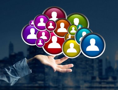 Grup teknolojisi arabirimi backgr üzerinde görüntülenen kişi simgesi