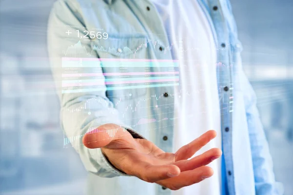 Stock exchange trading gegevens weergegeven op een futuristi — Stockfoto