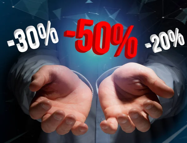 Verkaufsförderung 20% 30% und 50% fliegen über eine Schnittstelle - shopp — Stockfoto