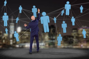 İşadamı ve ağ kutsal kişilerin resmi