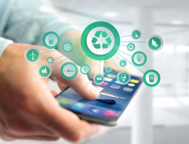 Ekoloji kavramı simgeleri ile Smartphone 