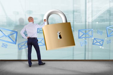 İşadamı ve kapalı asma kilit