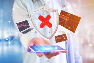 Hacked kalkan simgesi ile Smartphone 