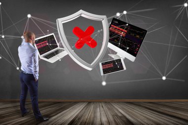 İşadamı ve Hacked kalkan simgesi