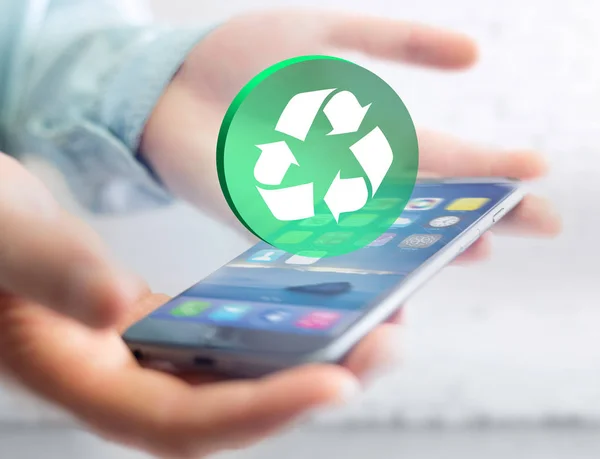 Smartfon z ekologia ikona koncepcja — Zdjęcie stockowe