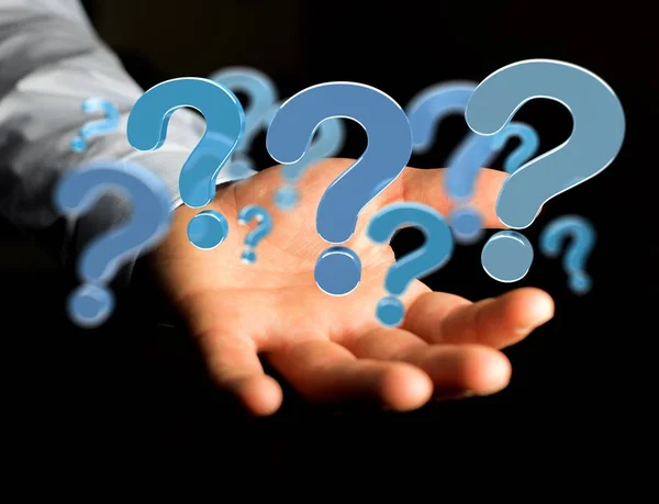 Male hand with question marks — Stock Photo, Image