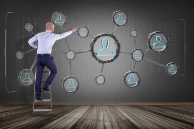 İşadamı ve ağ kutsal kişilerin resmi