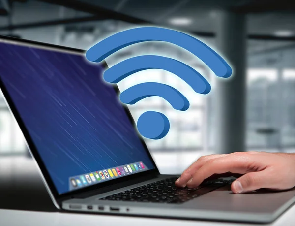 WiFi-symbolen på futuristiska gränssnitt — Stockfoto