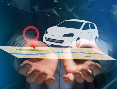 Pim tutucu ile harita üzerinde araç 