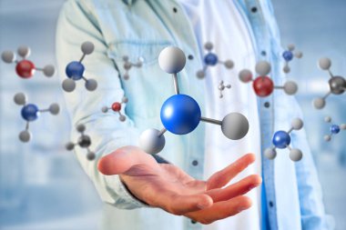 tıbbi bir arabirimde 3D render molekül üzerinde görüntülenen bir 