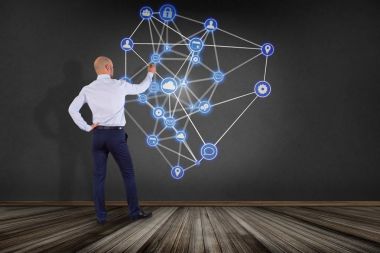 İşadamı ile bir iş ağı 