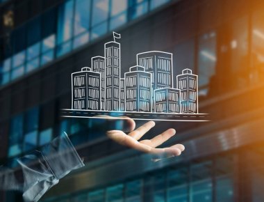 Elle çizilmiş şehir merkezi 