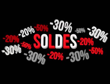 Bir satış promosyon % %20 30 ve % 50 bir arabirim üzerinden uçan görünümü 