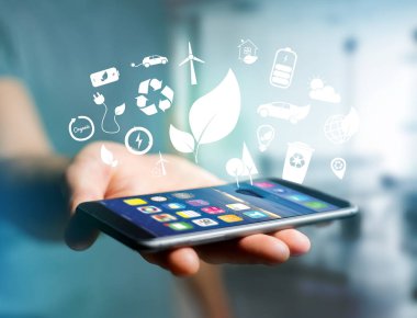 Bir teknoloji ekolojik arayüzü ile bir teknoloji arabiriminde görüntülenen simge görünümü