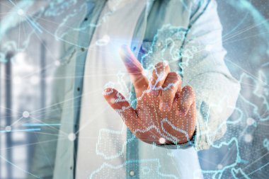 Görüntülenen teknoloji ağ Dünya Haritası 