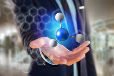  tıbbi bir arabirimdeki üzerinde görüntülenen bir molekül 