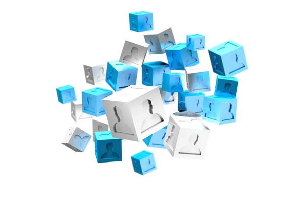 3d representación cubo azul y blanco — Foto de Stock