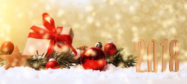 Mutlu yeni yıl 2018 arka plan christmas dekorasyon ile