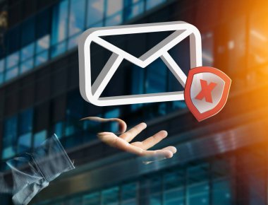 Spam bir futuristik bir arayüze üzerinde görüntülenen ileti e-posta simgesi - 