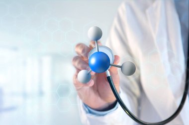 tıbbi bir arabirimde 3D render molekül üzerinde görüntülenen bir 