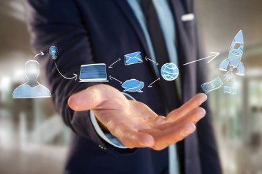 Kavramı bir başlangıç şirketi başlatma simgesi yapılmış el çekilmiş 