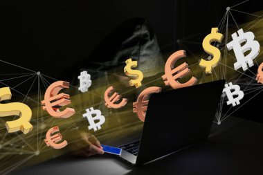 Karanlıkta hacker adam kesmek veri ve bilgilere bilgisayar kullanarak