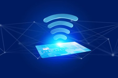 Temassız kredi kart kavramı - 3d render ile ödeme