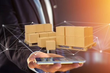 Ağ bağlantı sistemi - 3d render ile carboxes palet