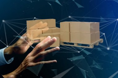 Ağ bağlantı sistemi - 3d render ile carboxes palet