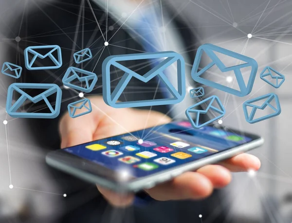 Blue Email simbolo visualizzato su un'interfaccia futuristica - Messaggio — Foto Stock