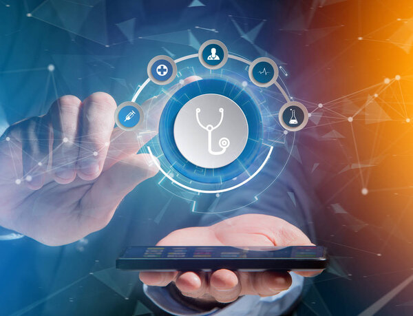 Медицин и иконка общего здравоохранения отображаются на технологии i
