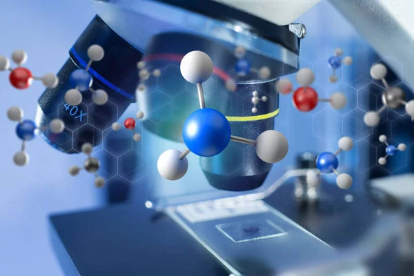 3d rendering molecule on a displayed on a medical interface — Stock Photo, Image