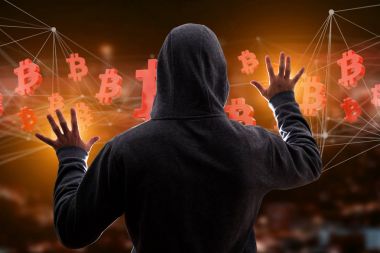 Karanlıkta hacker adam kesmek veri ve bilgilere bilgisayar kullanarak