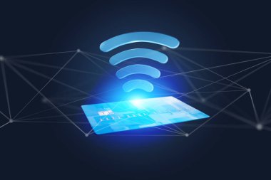 Temassız kredi kart kavramı - 3d render ile ödeme