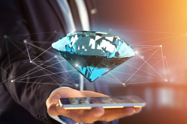  Bağlantıları - 3d render önünde shinning elmas